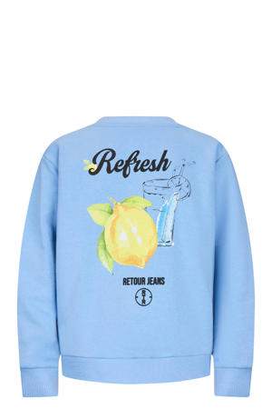 sweater met backprint lichtblauw