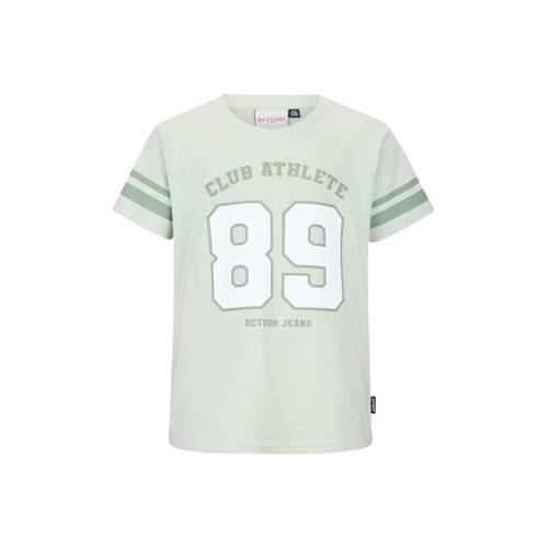 Retour Jeans T-shirt mintgroen Jongens Katoen Ronde hals Printopdruk - maat 110 afbeelding