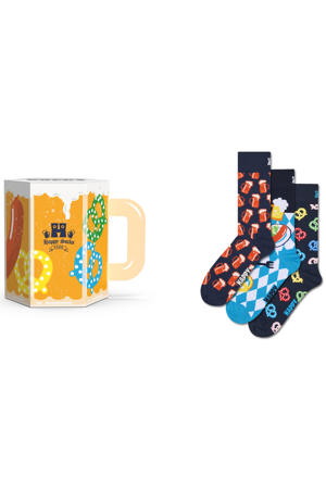 giftbox sokken Beer Glass - donkerblauw (set van 3)
