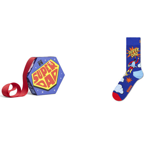 Happy Socks giftbox sokken Flying Super Dad blauw Katoen All over print - maat 41-46 afbeelding