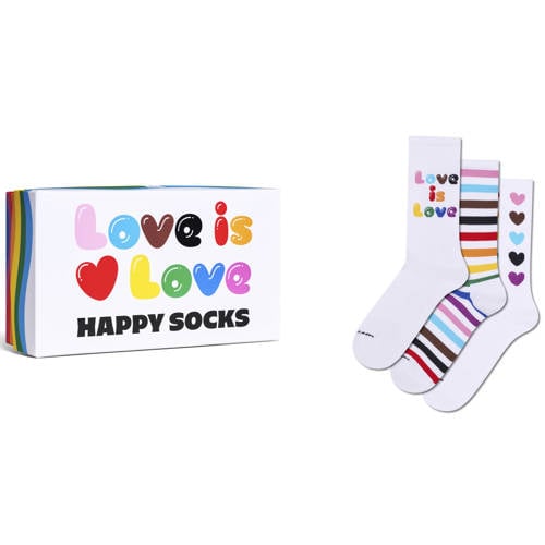 Happy Socks giftbox sokken Pride - set van 3 wit Jongens/Meisjes Katoen - maat 41-46 afbeelding