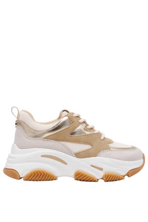 Progressive chunky leren sneakers beige/goud
