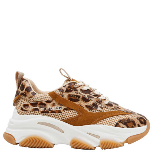 Steve Madden Possession chunky sneakers bruin/panterprint Meisjes Imitatieleer