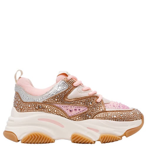 Steve Madden Privy chunky sneakers met strass roze/bruin Meisjes Imitatieleer