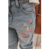 Your Wishes gebloemde straight leg jeans medium blue denim