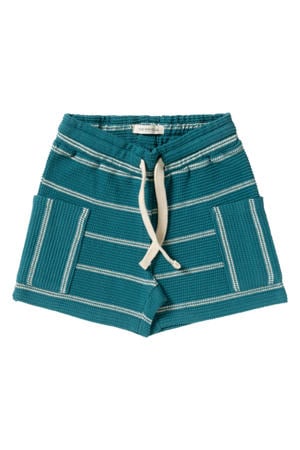 regular waist gestreepte casual short groen met textuur