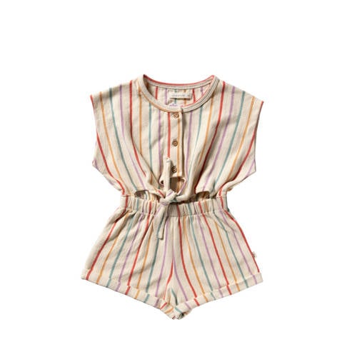 Your Wishes gestreepte playsuit ecru Meisjes Katoen Ronde hals Streep - maat 98 afbeelding