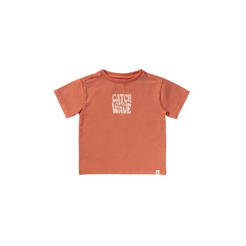 Your Wishes T-shirt oranje Jongens Stretchkatoen Ronde hals Tekst - maat 134 afbeelding