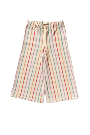 wide leg regular waist gestreepte casual broek ecru