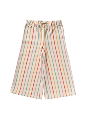 wide leg regular waist gestreepte casual broek ecru