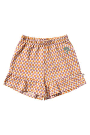 regular waist geruite casual short oranje