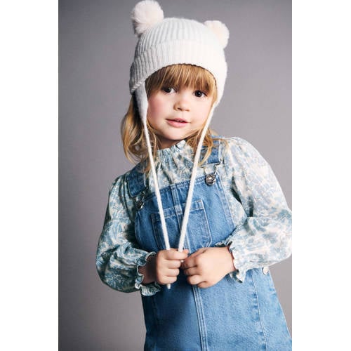 Mango Kids denim spijkerjurk light blue denim Blauw Effen