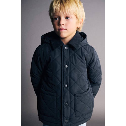 Mango Kids tussenjas donkerblauw Jongens Polyester Capuchon Effen - maat 116 afbeelding