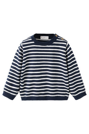 gestreepte trui donkerblauw fijn gebreid