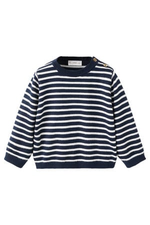 gestreepte trui donkerblauw fijn gebreid