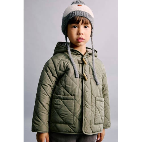 Mango Kids tussenjas kaki Groen Jongens Polyester Capuchon Effen - maat 104 afbeelding