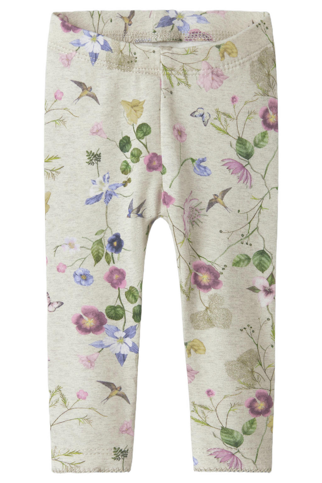 Beige, roze en groene meisjes NAME IT BABY regular legging gebreid van stretchkatoen met elastische tailleband