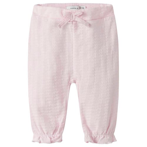 NAME IT BABY regular waist babybroek lichtroze met textuur Meisjes Katoen - maat 50 afbeelding