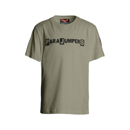 Parajumpers T-shirt groen Jongens Katoen Ronde hals Tekst - maat 152 afbeelding