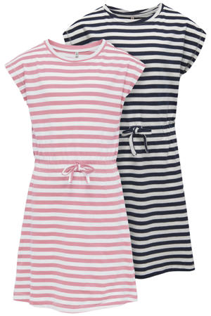 midijurk - donkerblauw/roze (set van 2)