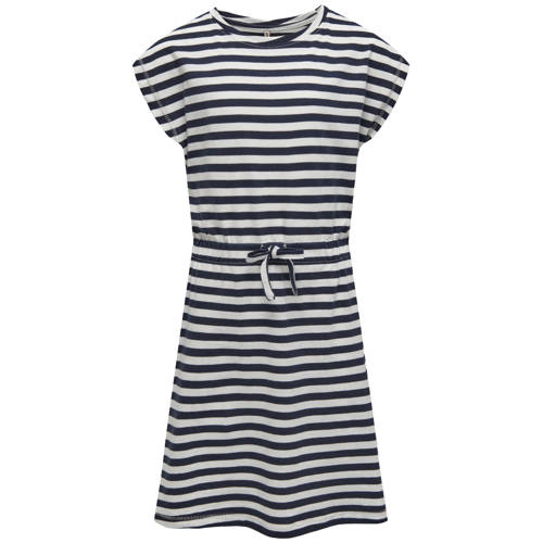 KIDS ONLY MINI gestreepte midi jurk donkerblauw Meisjes Katoen Ronde hals