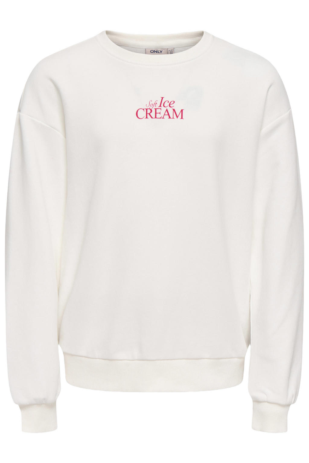Witte meisjes KIDS ONLY GIRL sweater met backprint, lange mouwen, ronde hals en geribde boorden