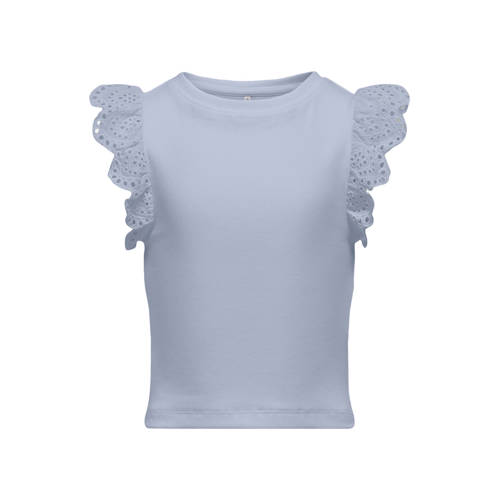 KIDS ONLY GIRL mouwloze top met broderie lichtblauw Meisjes Stretchkatoen Ronde hals - maat 146/152 afbeelding