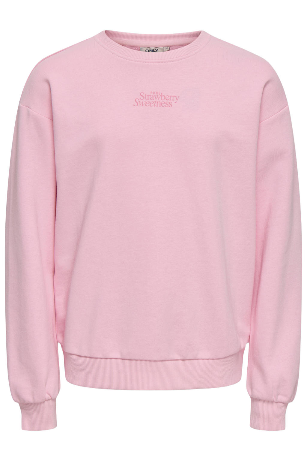 Roze meisjes KIDS ONLY GIRL sweater met backprint, lange mouwen, ronde hals en geribde boorden