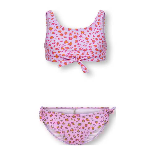KIDS ONLY GIRL crop bikini met panterprint lila/oranje Paars Meisjes Polyamide