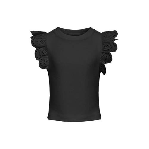 KIDS ONLY GIRL mouwloze top met broderie zwart Meisjes Stretchkatoen Ronde hals - maat 158/164 afbeelding