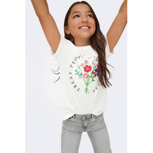 KIDS ONLY GIRL T-shirt wit Meisjes Katoen Ronde hals Printopdruk - maat 122/128 afbeelding