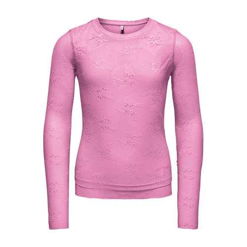 KIDS ONLY GIRL gebloemde longsleeve roze Meisjes Polyamide Ronde hals Bloemen - maat 146/152 afbeelding