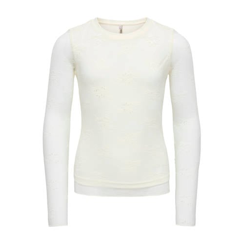 KIDS ONLY GIRL gebloemde longsleeve wit Meisjes Polyamide Ronde hals Bloemen - maat 146/152 afbeelding