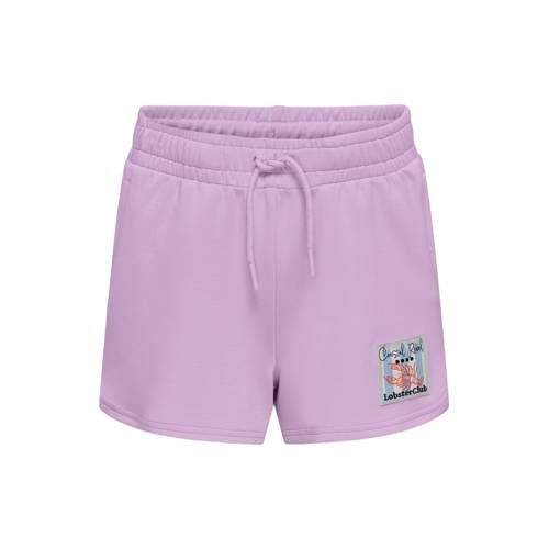 KIDS ONLY GIRL loose sweatshort paars Korte broek Printopdruk - maat 158/164 afbeelding