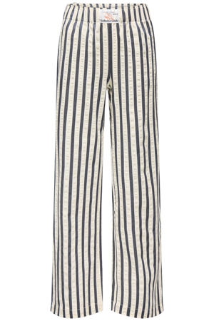 wide leg gestreepte casual broek donkerblauw