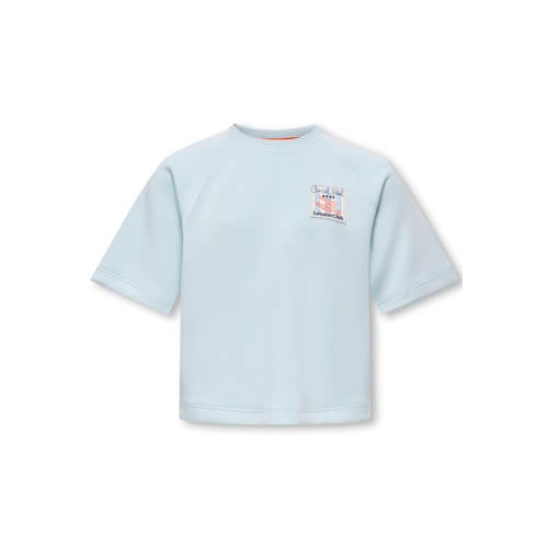 KIDS ONLY GIRL T-shirt lichtblauw Meisjes Sweat Ronde hals Printopdruk - maat 134/140 afbeelding