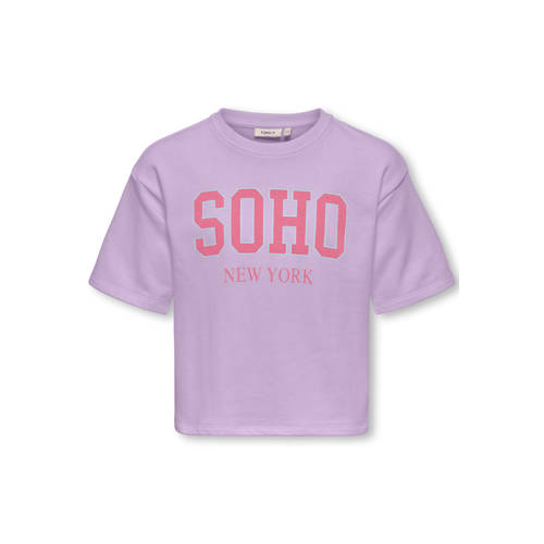 KIDS ONLY GIRL T-shirt paars Meisjes Sweat Ronde hals Tekst - maat 122/128 afbeelding