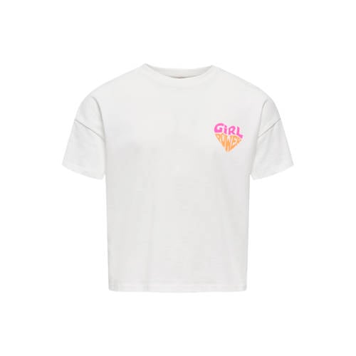 KIDS ONLY GIRL T-shirt wit Meisjes Katoen Ronde hals Printopdruk - maat 134/140 afbeelding