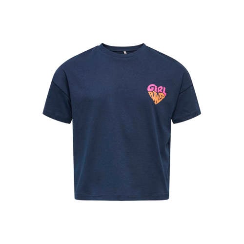KIDS ONLY GIRL T-shirt donkerblauw Meisjes Katoen Ronde hals Printopdruk - maat 134/140 afbeelding