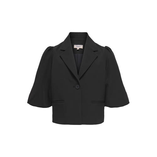 KIDS ONLY GIRL cropped blazer zwart Meisjes Polyester Reverskraag Effen - maat 158 afbeelding