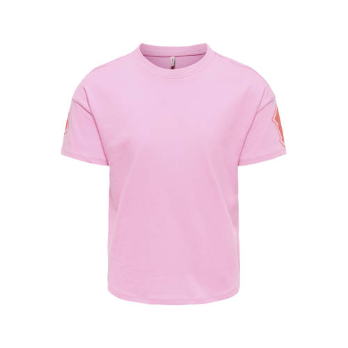 KIDS ONLY GIRL T-shirt met backprint roze Meisjes Katoen Ronde hals Backprint - maat 134/140 afbeelding