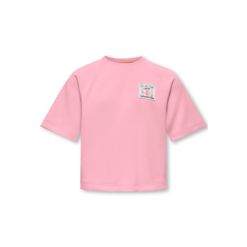 KIDS ONLY GIRL T-shirt roze Meisjes Sweat Ronde hals Printopdruk - maat 122/128 afbeelding
