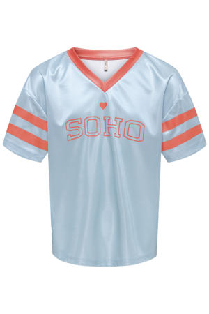 T-shirt lichtblauw/oranje