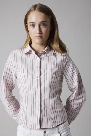 gestreepte blouse lichtroze