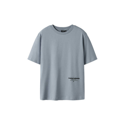 LMTD T-shirt met backprint blauw Jongens/Meisjes Katoen Ronde hals Backprint - maat 158/164 afbeelding