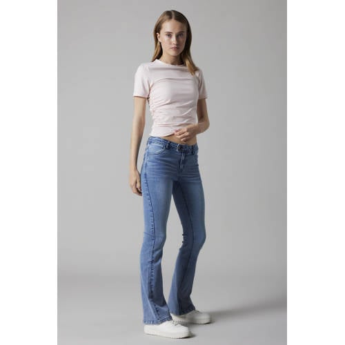 LMTD NLFRARS flared jeans light blue denim Blauw Effen