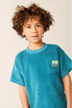 T-shirt blauw met textuur