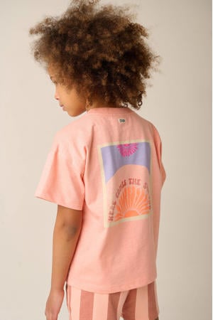 T-shirt met backprint zalm