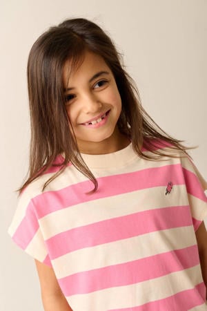 gestreepte T-shirt roze