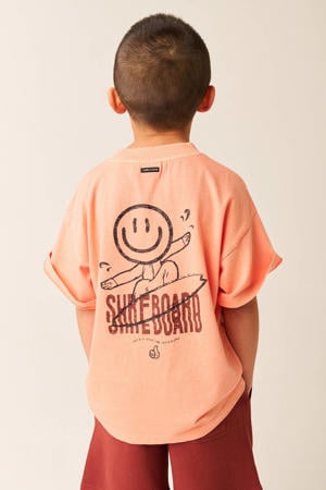 T-shirt met backprint zalm